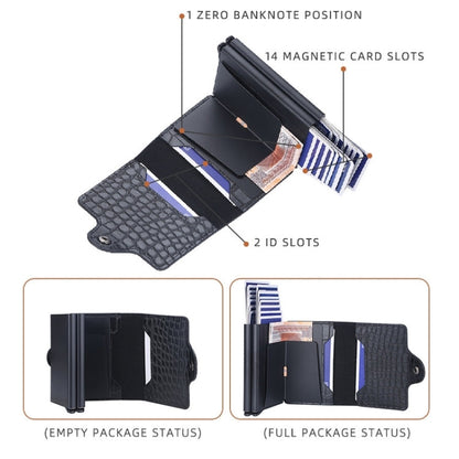 Baellerry K9171 RFID Anti-Magnetic Card Holder Crocodile Pattern Card Holder(Blue)