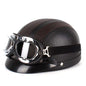 BSDDP A0318 PU Helmet With Goggles, Size: One Size(Black Brown)