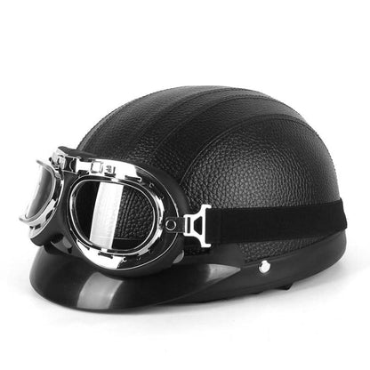 BSDDP A0318 Casque PU avec lunettes, taille : unique (noir)