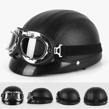 BSDDP A0318 Casque PU avec lunettes, taille : unique (noir)
