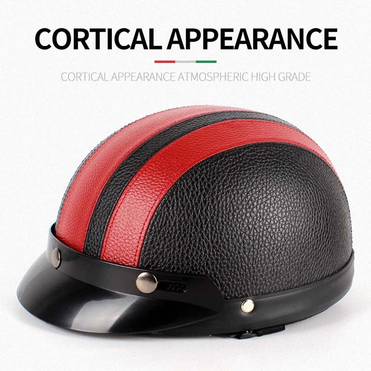 Casque en PU BSDDP A0318 avec lunettes, taille unique (noir et rouge)