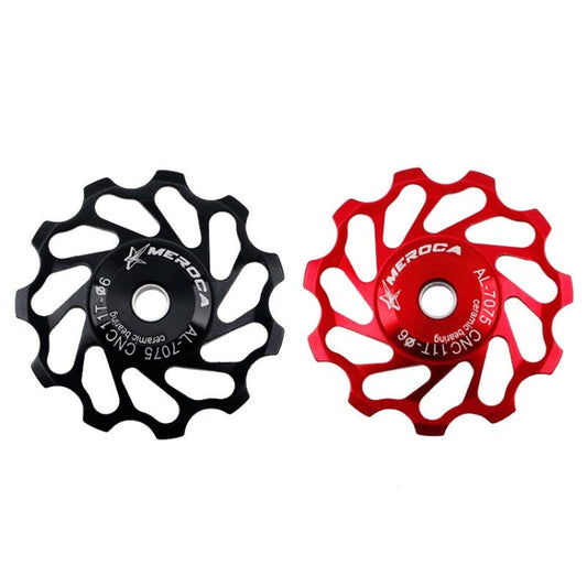 MEROCA Ceramic Bearing Mountain Bike Guide Wheel(11T Red)