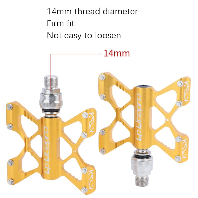 Pédales pliantes en alliage d'aluminium LitePro K5 pour vélo (dorées)