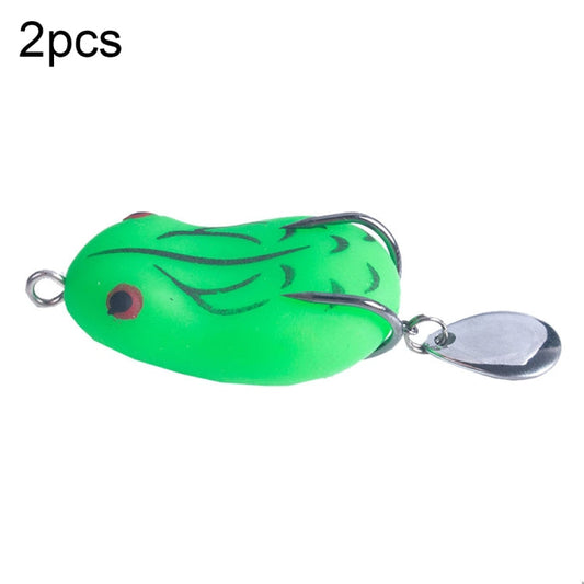 2 PCS HENGJIA Leurre Paillettes Double Hameçon Grenouille Foudre, Spécification : 5cm 14g (Rayures Vertes Noires)