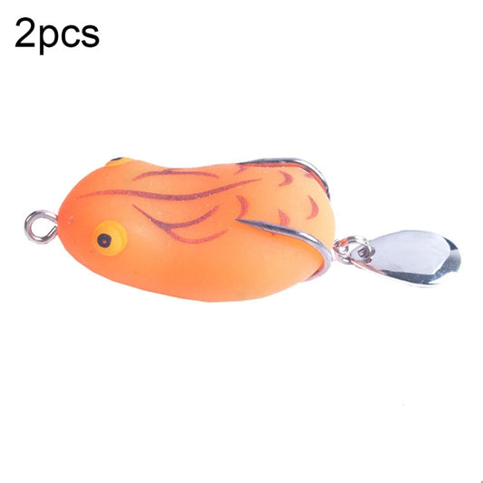 2 PCS HENGJIA Leurre Paillettes Double Hameçon Grenouille Tonnerre, Spécification : 5cm 14g (Rayures Orange Noir)