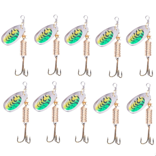 10 PCS HENGJIA  SP054 6.7cm / 7g Fresh Water Sequins Road Bait(Green Stripes)