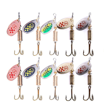 10 PCS HENGJIA  SP054 6.7cm / 7g Fresh Water Sequins Road Bait(Gold+Silver)
