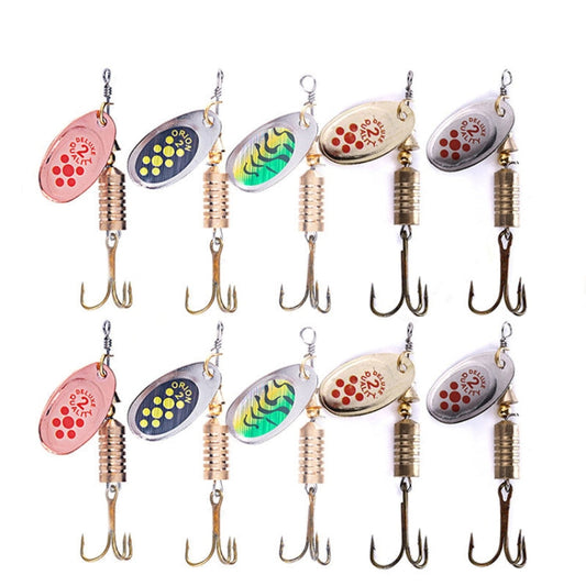 10 PCS HENGJIA  SP054 6.7cm / 7g Fresh Water Sequins Road Bait(Gold+Silver)