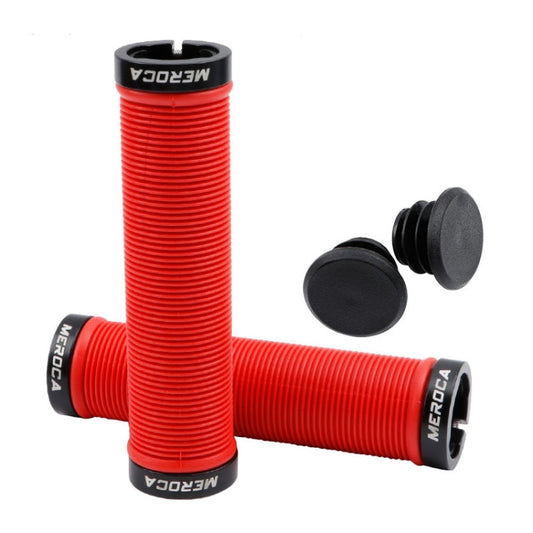 MEROCA Poignée de vélo de montagne antidérapante et antichoc, style : Filetage à double verrouillage ME15 rouge