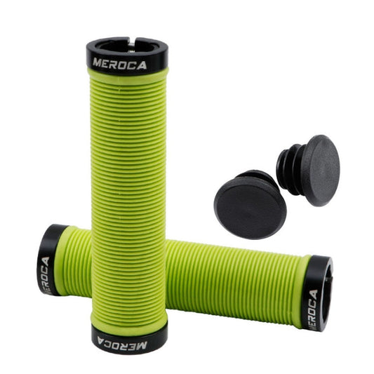 MEROCA VTT Antidérapant Amortisseur Poignée de Guidon, Style: Filetage Bilatéral ME15 Vert