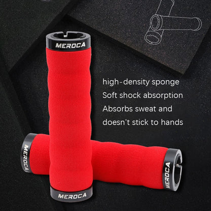MEROCA Mountain Bike Anti-slip Shock Absorber Riding Grip Cover, Style: Bilateral Lock Sponge ME30 Black