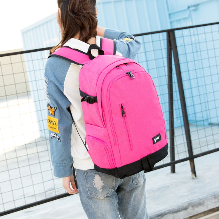 1107 Student Bag Leisure Backpack(Rose Red)