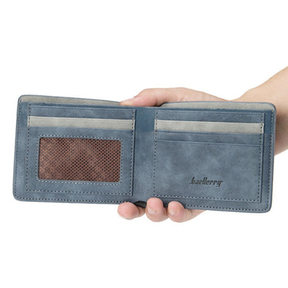 Baellerry BLR1152 Men Short Wallet Vintage Frosted Two Fold Wallet(Coffee Horizontal)