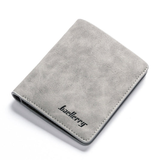 Baellerry BLR1152 Men Short Wallet Vintage Frosted Two Fold Wallet(Gray Vertical)