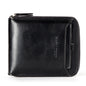 Baellerry D3124 Short PU Leather Wallet Zipper Retro Youth Small Wallet(Black Horizontal)