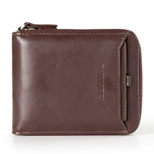 Baellerry D3124 Short PU Leather Wallet Zipper Retro Youth Small Wallet(Purple Horizontal)