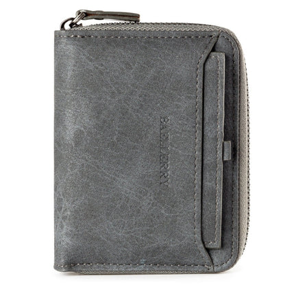 Baellerry D3124 Short PU Leather Wallet Zipper Retro Youth Small Wallet(Gray Vertical)