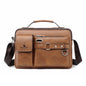 WEIXIER D235 Men Shoulder Bag Portable PU Leather Handbag(Plain Texture Light Brown)