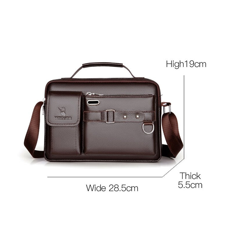 WEIXIER D235 Sac à bandoulière pour hommes en cuir PU portable (Texture unie noir)