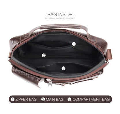 WEIXIER D235 Men Shoulder Bag Portable PU Leather Handbag(Plain Texture Light Brown)