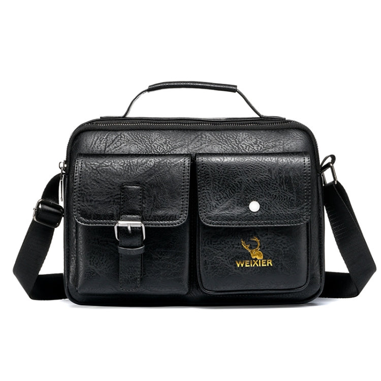 WEIXIER 9558 Large Capacity Men Bag Retro Shoulder Bag(Black)