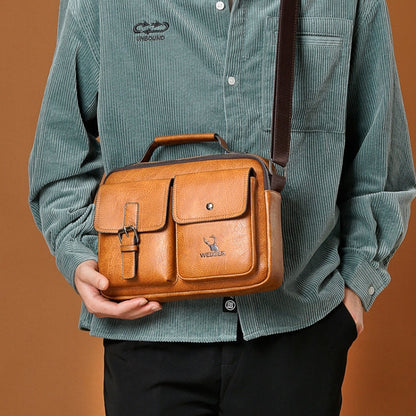 WEIXIER 9558 Large Capacity Men Bag Retro Shoulder Bag(Light Brown)