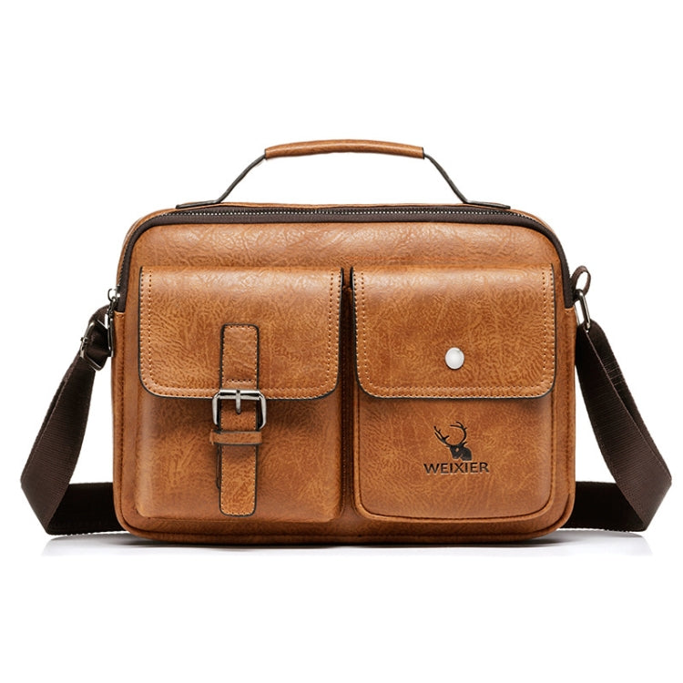 WEIXIER 9558 Large Capacity Men Bag Retro Shoulder Bag(Light Brown)