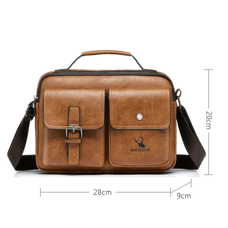 WEIXIER 9558 Large Capacity Men Bag Retro Shoulder Bag(Light Brown)