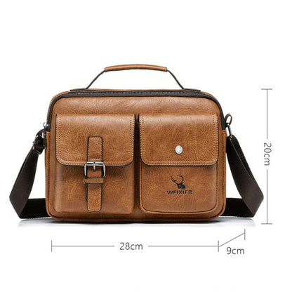 WEIXIER 9558 Large Capacity Men Bag Retro Shoulder Bag(Light Brown)