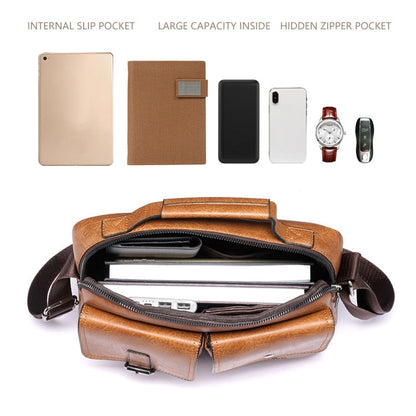 WEIXIER 9558 Large Capacity Men Bag Retro Shoulder Bag(Light Brown)