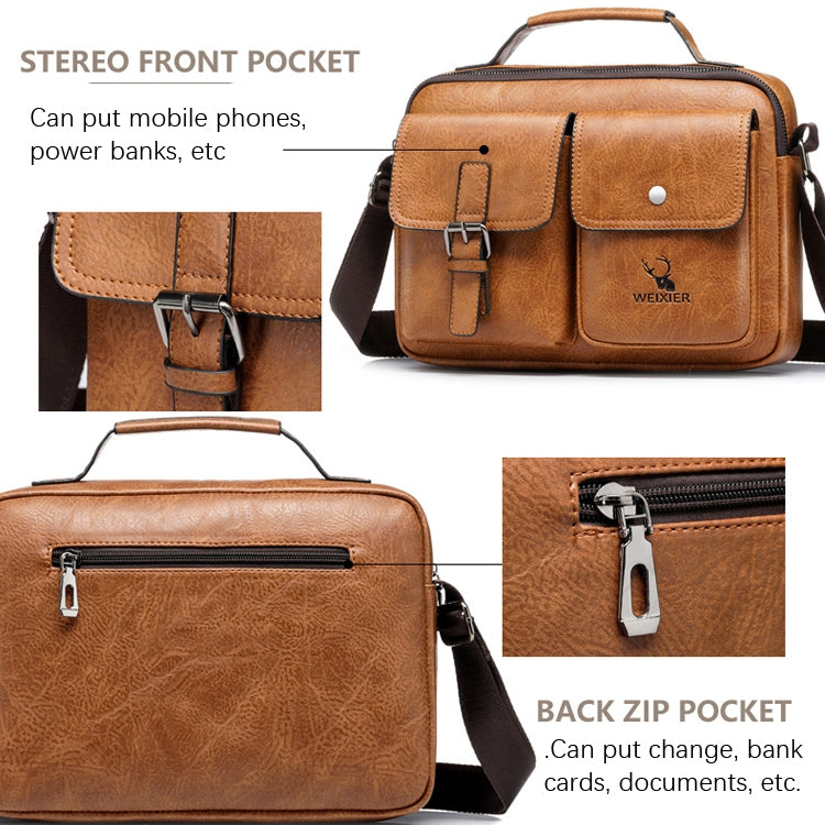 WEIXIER 9558 Large Capacity Men Bag Retro Shoulder Bag(Light Brown)