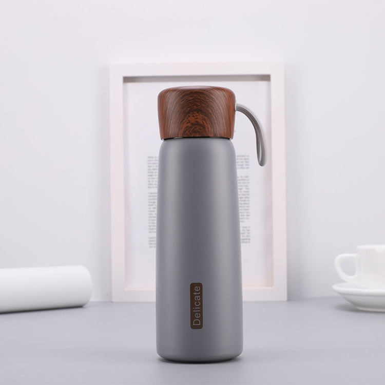 Delicate 304 Stainless Steel Wood Grain Thermos Cup, Capacity: 400ml(Grey)