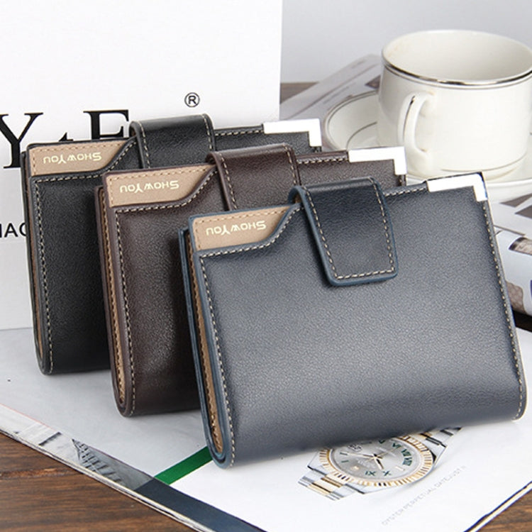 Baellerry Casual Multifunctional Wallet Zipper Buckle Tri-fold Coin Purse For Men(Black)