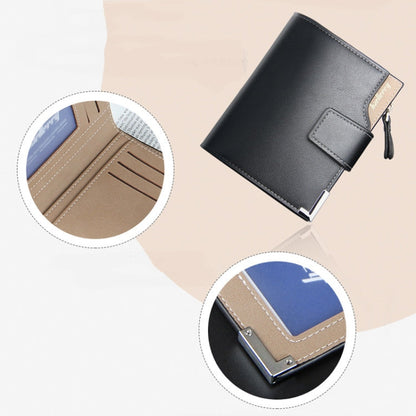 Baellerry Casual Multifunctional Wallet Zipper Buckle Tri-fold Coin Purse For Men(Black)