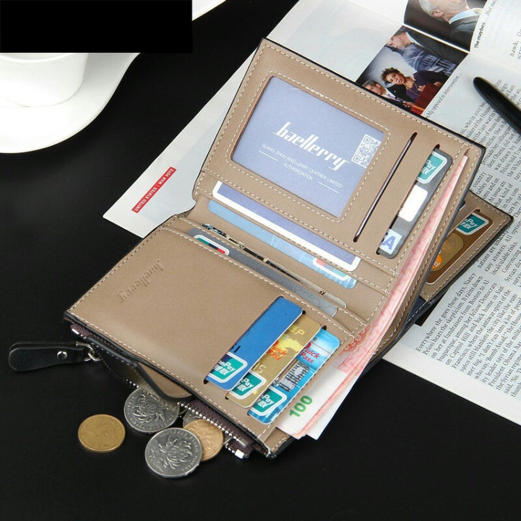 Baellerry Casual Multifunctional Wallet Zipper Buckle Tri-fold Coin Purse For Men(Black)