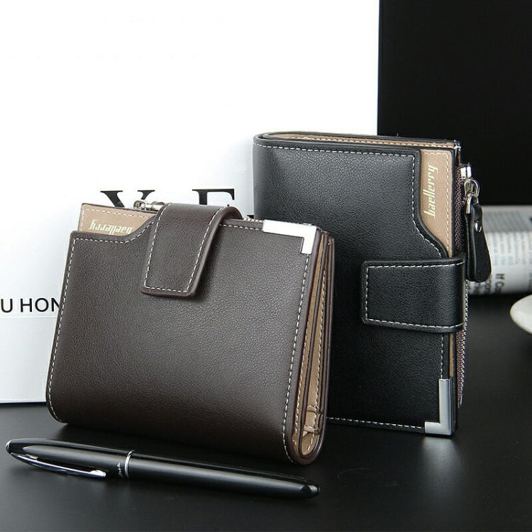 Baellerry Casual Multifunctional Wallet Zipper Buckle Tri-fold Coin Purse For Men(Black)