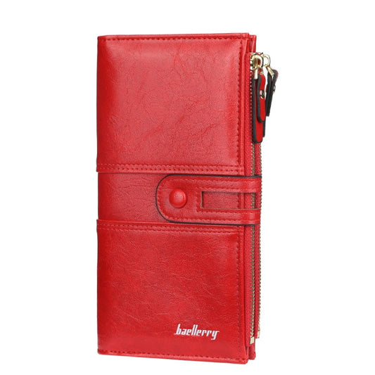 Baellerry Portefeuille long à grande capacité avec boucle, fermeture éclair et porte-cartes multiples pour femmes (rouge)