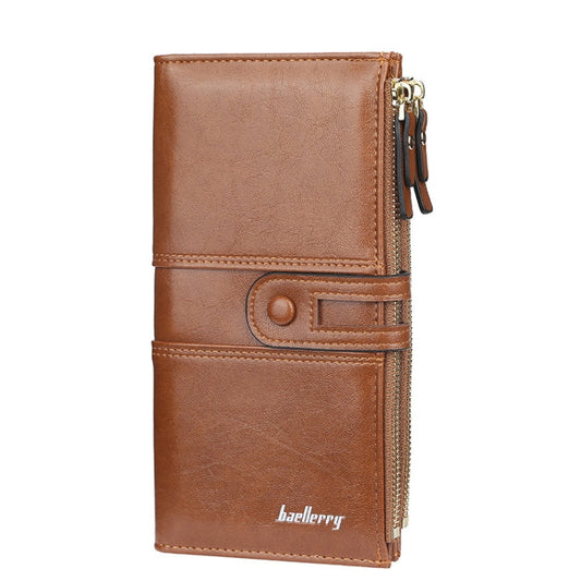 Baellerry - Portefeuille femme long à grande capacité, avec boucle et fermeture éclair, multi-cartes (marron)