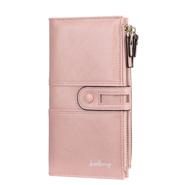 Baellerry Porte-feuille long à grande capacité avec boucle, fermeture éclair et multi-cartes pour femme (rose)