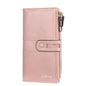 Baellerry Porte-feuille long à grande capacité avec boucle, fermeture éclair et multi-cartes pour femme (rose)