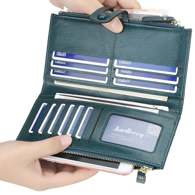 Baellerry Porte-feuille long à grande capacité avec boucle, fermeture éclair et multi-cartes pour femme (rose)