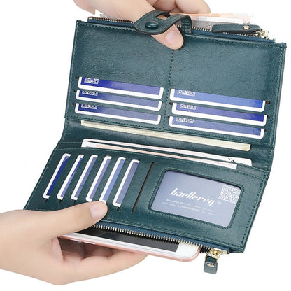 Baellerry Porte-feuille long à grande capacité avec boucle, fermeture éclair et multi-cartes pour femme (rose)