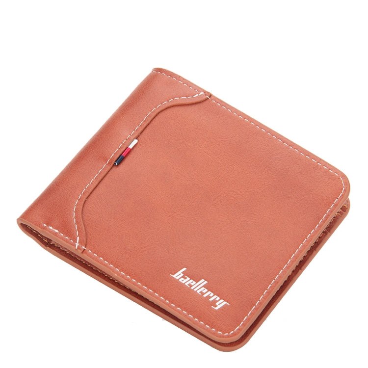 Baellerry Short Wallet Tri-fold Horizontal Coin Purse For Men(Red Brown)