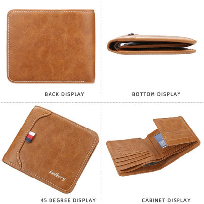 Baellerry Short Wallet Tri-fold Horizontal Coin Purse For Men(Dark Coffee)