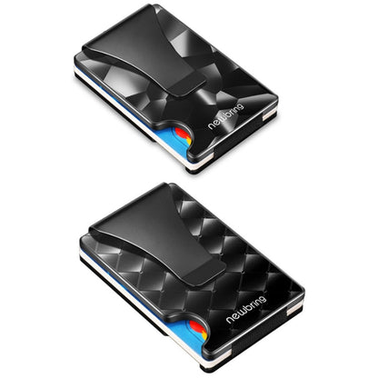 NEWBRING Large-capacity Multi-card Metal Anti-magnetic Card Holder(Diamond Pattern)