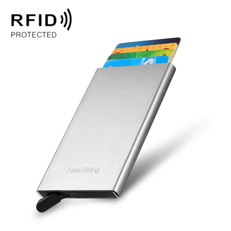 NEWBRING Metal Wallet Automatic Pop-up Anti-degaussing Card Holder, Colour: Grey