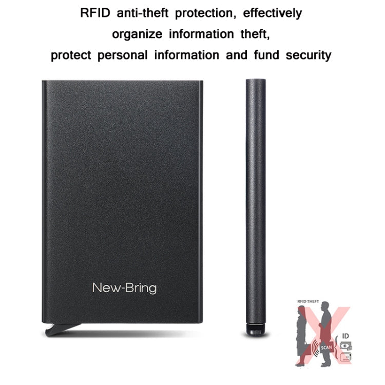NEWBRING Metal Wallet Automatic Pop-up Anti-degaussing Card Holder, Colour: Grey