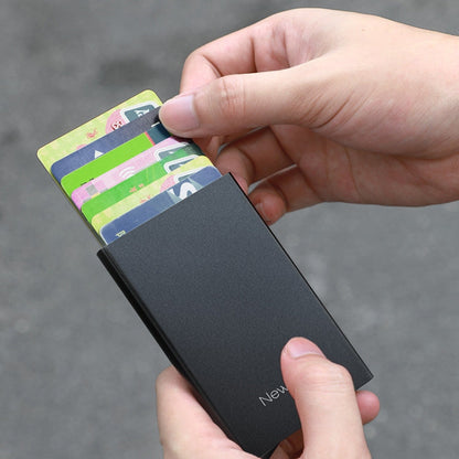 NEWBRING Metal Wallet Automatic Pop-up Anti-degaussing Card Holder, Colour: Grey