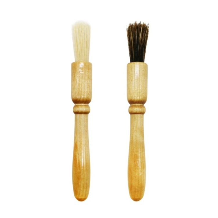 Wooden Handle Coffee Grinding Brush Barbecue Brush Pig Bristle Cleaning Brush(Floral)