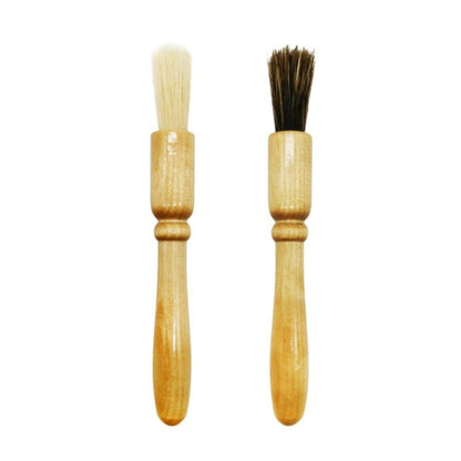 Wooden Handle Coffee Grinding Brush Barbecue Brush Pig Bristle Cleaning Brush(Floral)